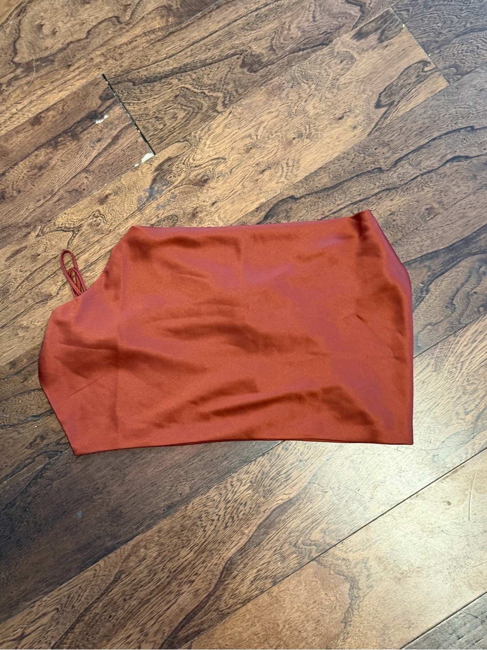 Brandy Melville Rust Red One-Shoulder Satin Crop Top